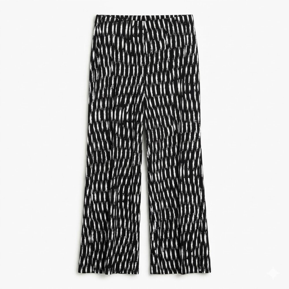 Peter Nygard Women Large Black White Patterned Pants Palazzo Stretchy Artsy